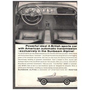1964 Sunbeam Alpine Convertible by Rootes Cockpit Leather Vintage Print Ad